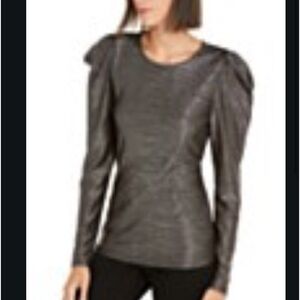 INC PUFF SLEEVE SHINY BLOUSE- FROM MACY’S